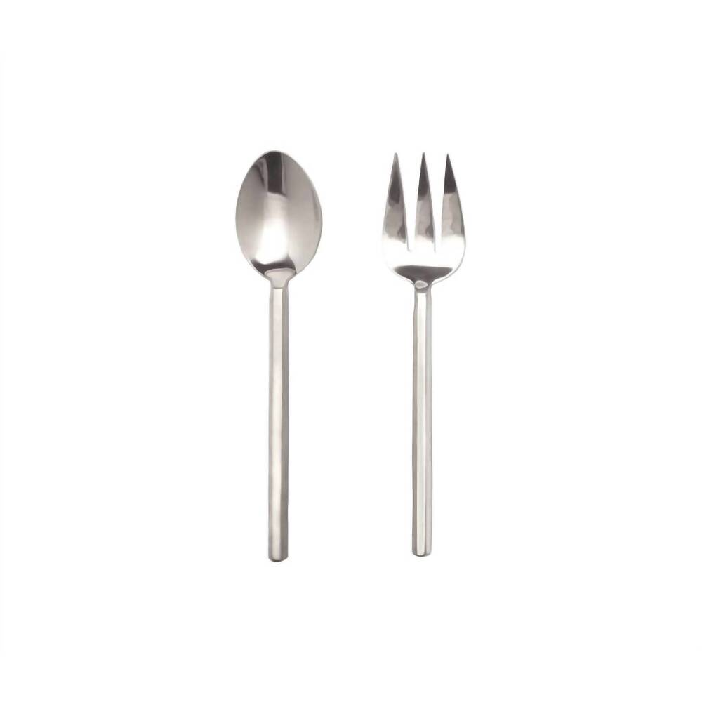 NEW BLUE PHEASANT roland polished serving spoon & fork - set of 2 in silver